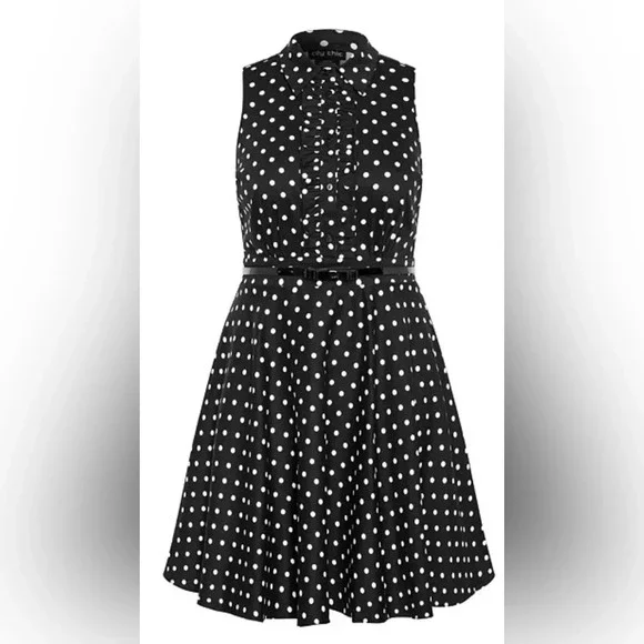 City Chic Nellie Dress Navy spot - new with tags size 14 - Picture 5 of 13